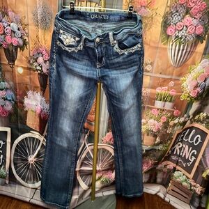 Grace in LA Women's Boot Cut Jeans with Embellished Pockets